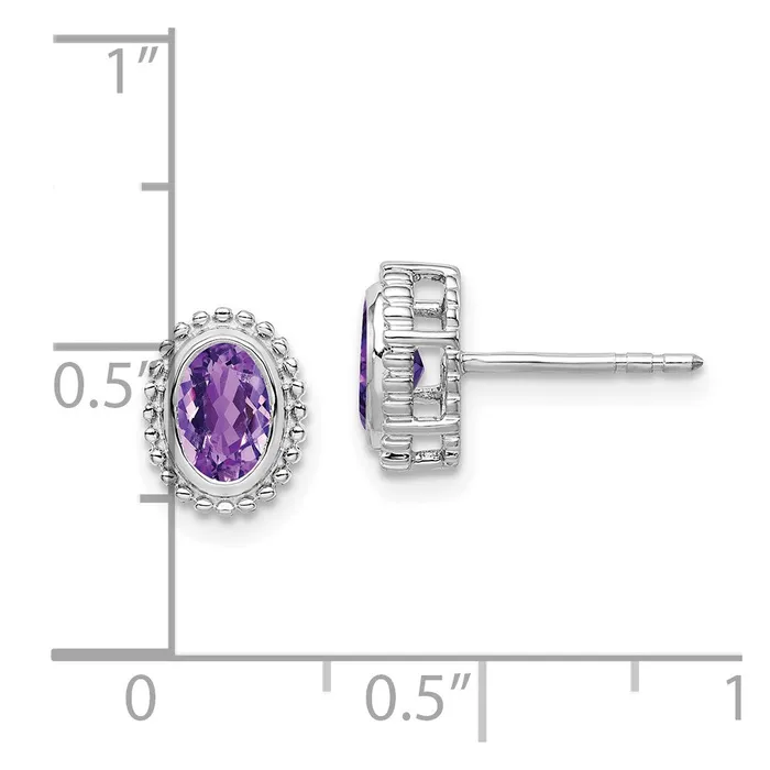 Goldia Earrings 14k White Gold Oval Amethyst Post Earrings