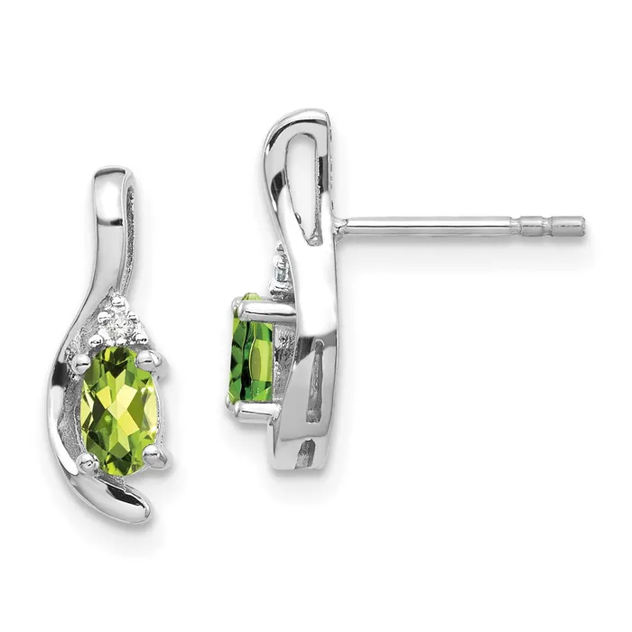 Goldia Earrings 14k White Gold Peridot and Diamond Post Earrings