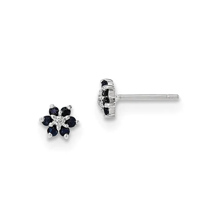 Goldia Earrings 14K White Gold Polished Sapphire u0026 Real Diamond Post Earrings Goldia Earrings 14K White Gold Polished Sapphire u0026 Real Diamond Post Earrings