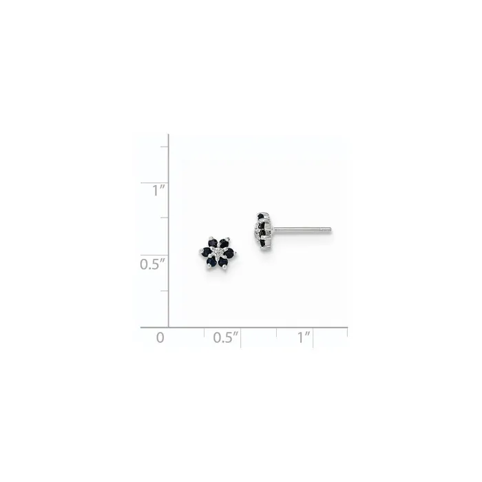 Goldia Earrings 14K White Gold Polished Sapphire u0026 Real Diamond Post Earrings