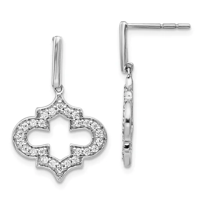 Goldia Earrings 14k White Gold Real Diamond Fancy Dangle Earrings