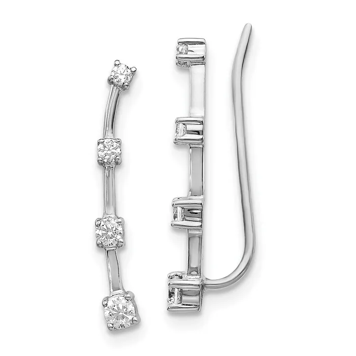 Goldia Earrings 14k White Gold Real Diamond Graduated 4stone Ear Climber Earrings Goldia Earrings 14k White Gold Real Diamond Graduated 4stone Ear Climber Earrings