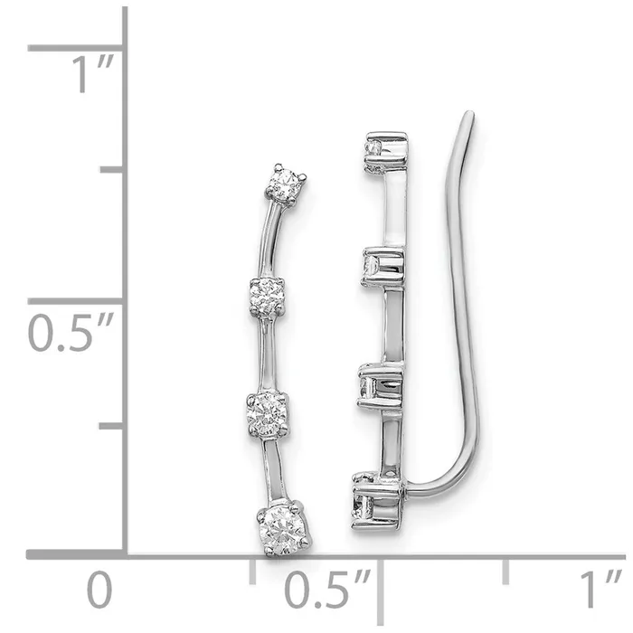 Goldia Earrings 14k White Gold Real Diamond Graduated 4stone Ear Climber Earrings