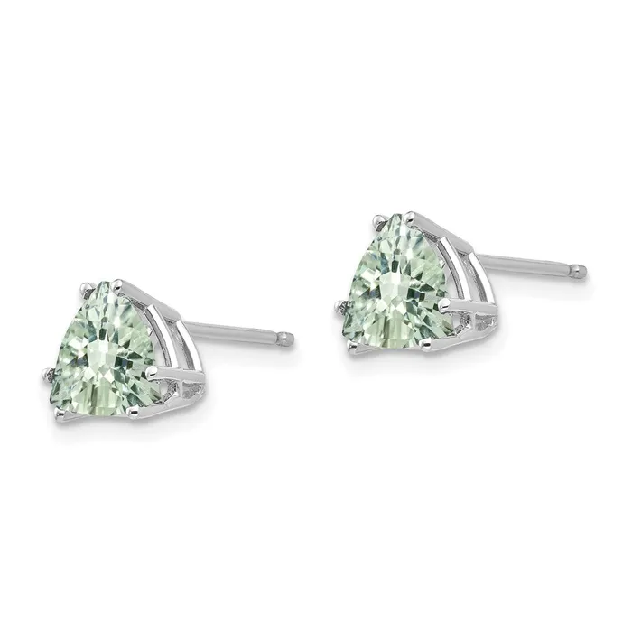 Goldia Earrings 14k White Goldw 7mm Trillion CheckerCut Green Quartz Earrings