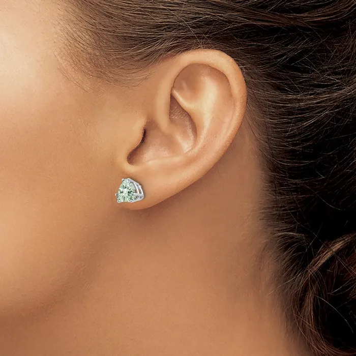 Goldia Earrings 14k White Goldw 7mm Trillion CheckerCut Green Quartz Earrings