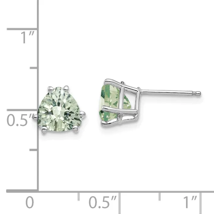 Goldia Earrings 14k White Goldw 7mm Trillion CheckerCut Green Quartz Earrings