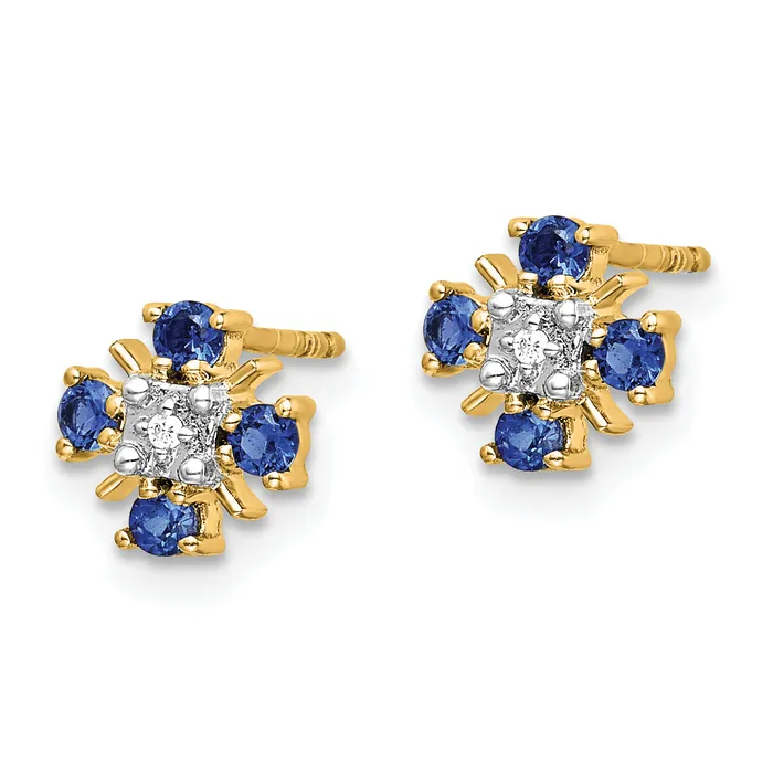 Goldia Earrings 14k Yellow Gold 01 Ct Lab Grown Diamond VSSI G and Created Sapphire Post Earrings