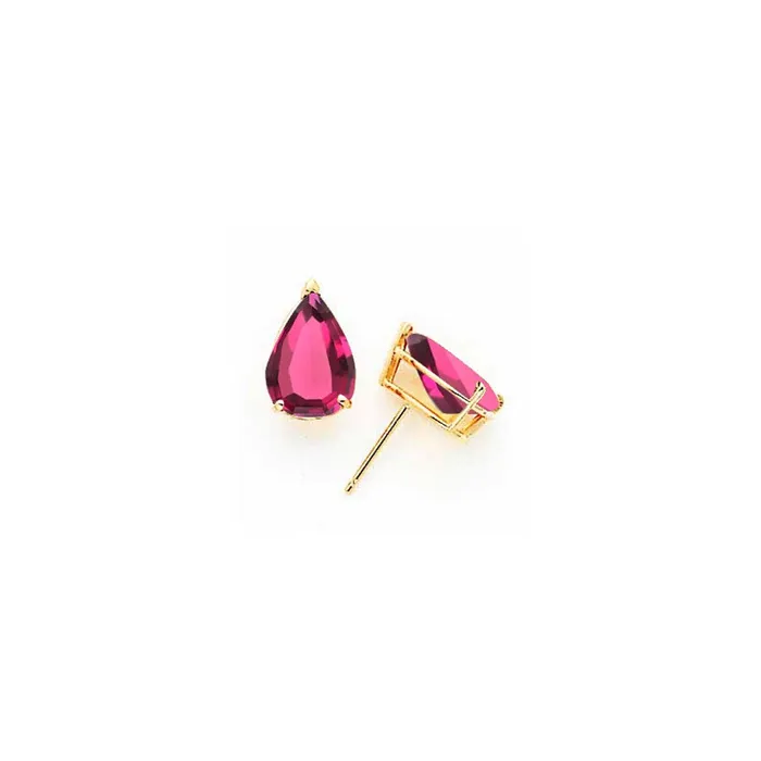 Goldia Earrings 14k Yellow Gold 12x8mm Pear Rhodolite Garnet earring
