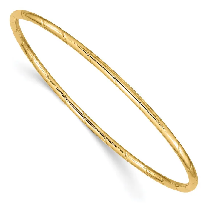 Goldia Earrings 14k Yellow Gold 25mm Grooved Slipon Bangle