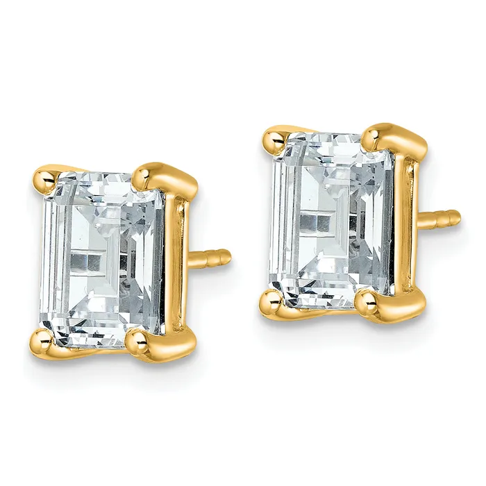 Goldia Earrings 14k Yellow Gold 5 ctw Certified Lab Grown Diamond VSSI G Emerald 4 Prong Heavy Wt Stud Earrings
