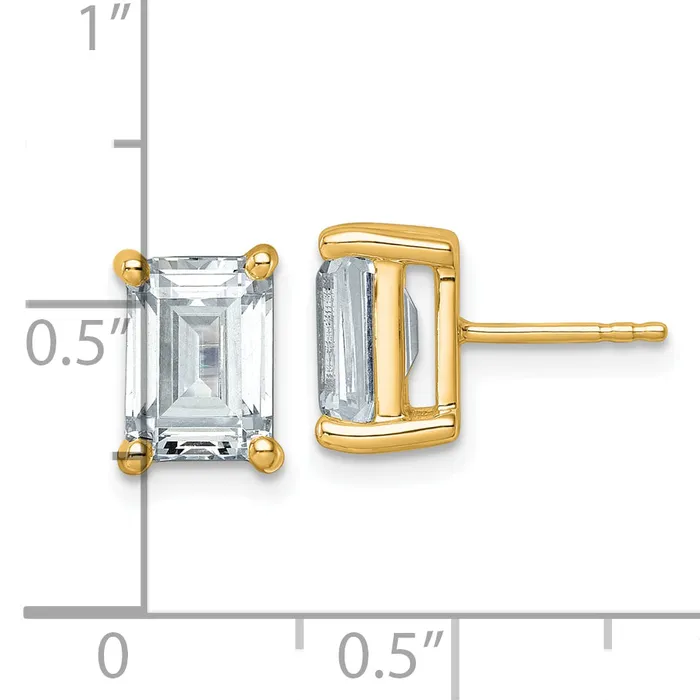 Goldia Earrings 14k Yellow Gold 5 ctw Certified Lab Grown Diamond VSSI G Emerald 4 Prong Heavy Wt Stud Earrings