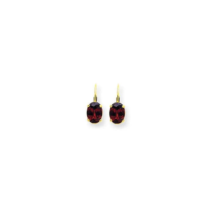 Goldia Earrings 14k Yellow Gold 8x6mm Oval Garnet Checker leverback Earrings Goldia Earrings 14k Yellow Gold 8x6mm Oval Garnet Checker leverback Earrings