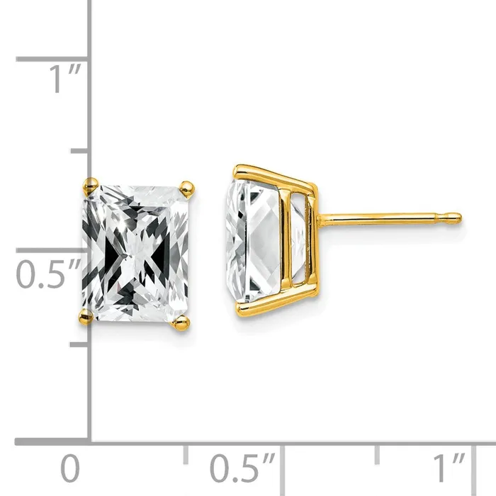 Goldia Earrings 14k Yellow Gold 9x7mm Emerald Cut Cubic Zirconia Earrings