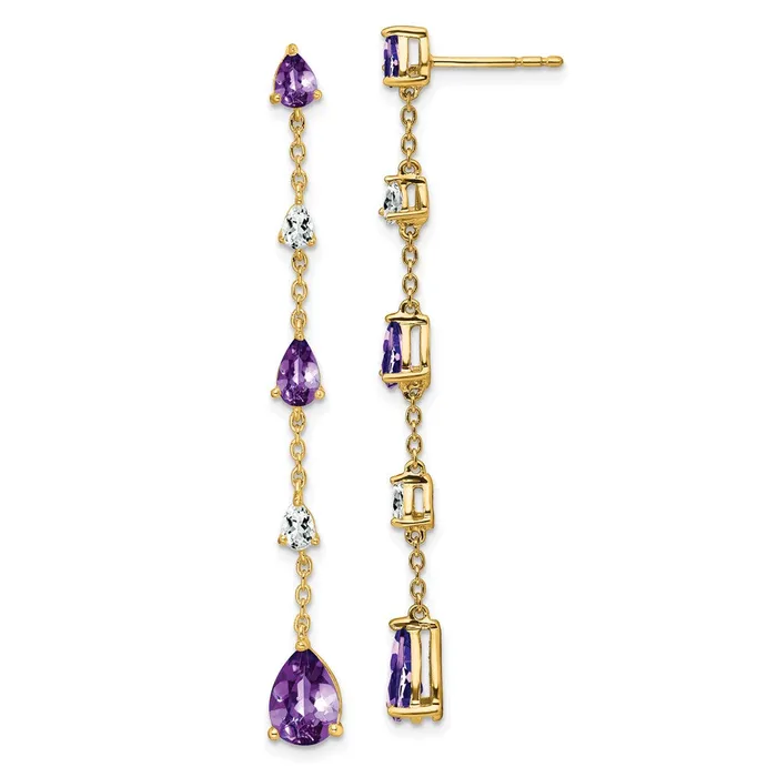 Goldia Earrings 14k Yellow Gold Amethyst and White Topaz Dangle Earrings Goldia Earrings 14k Yellow Gold Amethyst and White Topaz Dangle Earrings