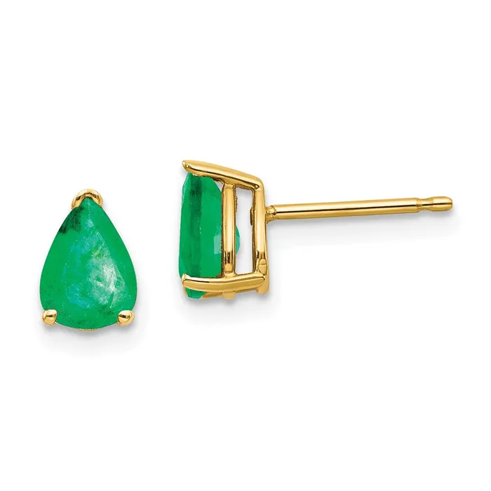 Goldia Earrings 14k Yellow Gold Emerald Post Earrings