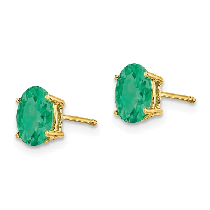 Goldia Earrings 14k Yellow Gold Emerald Post Earrings