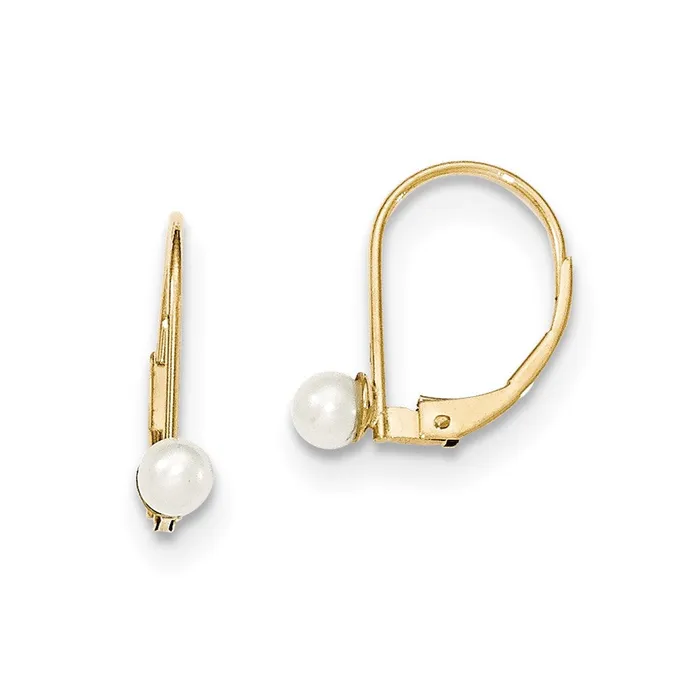 Goldia Earrings 14k Yellow Gold FW Cultured Pearl Leverback Earrings