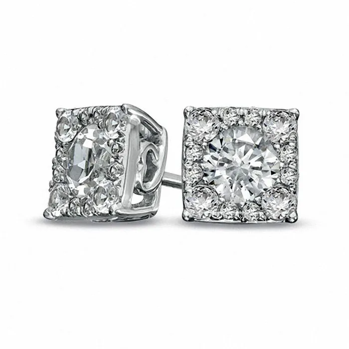 Goldia Earrings LabCreated White Sapphire Composite Square Stud Earrings in Sterling Silver Goldia Earrings LabCreated White Sapphire Composite Square Stud Earrings in Sterling Silver