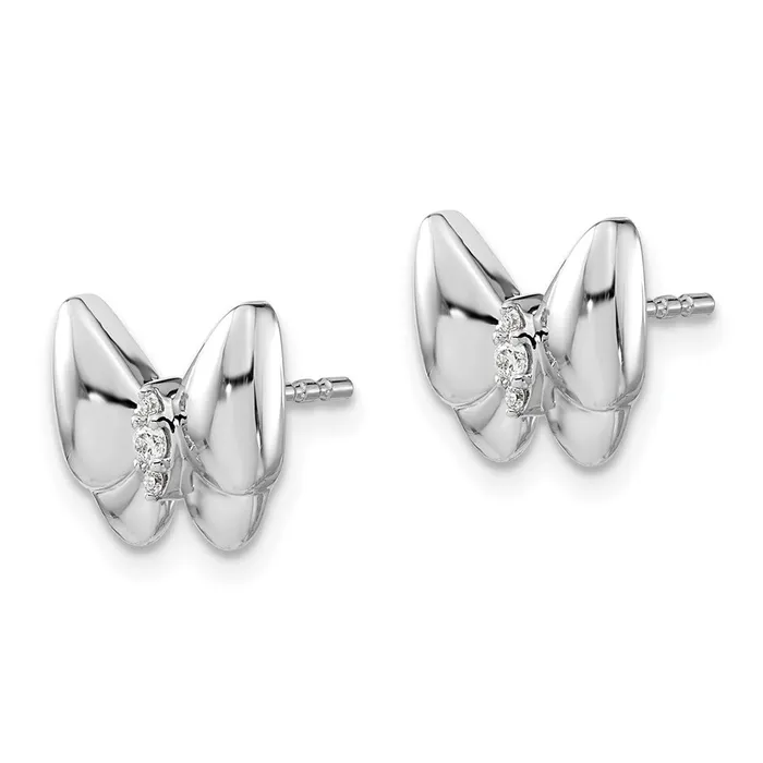 Goldia Earrings Solid 14k White Gold Simulated CZ Butterfly Earrings