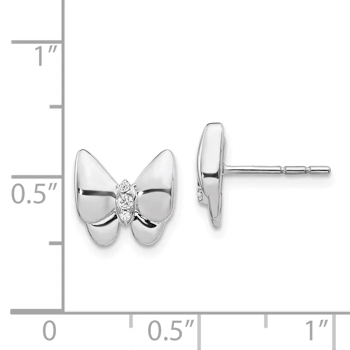 Goldia Earrings Solid 14k White Gold Simulated CZ Butterfly Earrings