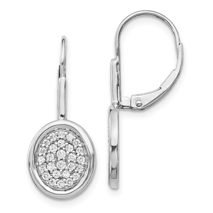 Goldia Earrings Solid 14k White Gold Simulated CZ Fancy Oval LeverbacK Earrings Goldia Earrings Solid 14k White Gold Simulated CZ Fancy Oval LeverbacK Earrings