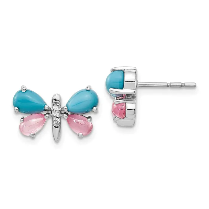 Goldia Earrings Solid 14k White Gold Simulated CZ SimulatedSimulated Turquoise SimulatedRose Quartz Butterfly Earrings Goldia Earrings Solid 14k White Gold Simulated CZ SimulatedSimulated Turquoise SimulatedRose Quartz Butterfly Earrings