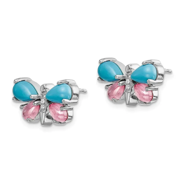 Goldia Earrings Solid 14k White Gold Simulated CZ SimulatedSimulated Turquoise SimulatedRose Quartz Butterfly Earrings Goldia Earrings Solid 14k White Gold Simulated CZ SimulatedSimulated Turquoise SimulatedRose Quartz Butterfly Earrings