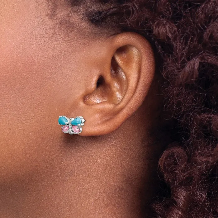Goldia Earrings Solid 14k White Gold Simulated CZ SimulatedSimulated Turquoise SimulatedRose Quartz Butterfly Earrings Goldia Earrings Solid 14k White Gold Simulated CZ SimulatedSimulated Turquoise SimulatedRose Quartz Butterfly Earrings