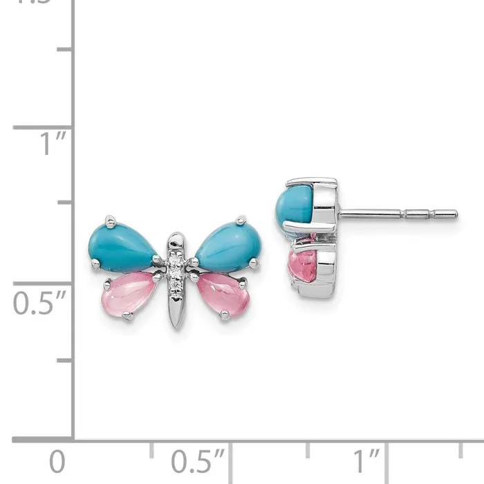 Goldia Earrings Solid 14k White Gold Simulated CZ SimulatedSimulated Turquoise SimulatedRose Quartz Butterfly Earrings Goldia Earrings Solid 14k White Gold Simulated CZ SimulatedSimulated Turquoise SimulatedRose Quartz Butterfly Earrings