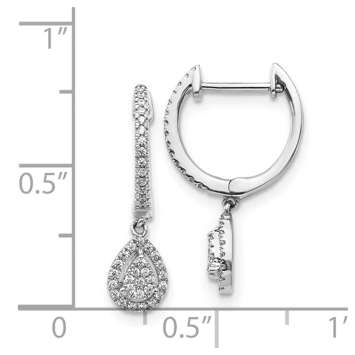 Goldia Earrings Solid 14k White Gold Simulated CZ Teardrop Hinged Hoop Earrings Goldia Earrings Solid 14k White Gold Simulated CZ Teardrop Hinged Hoop Earrings
