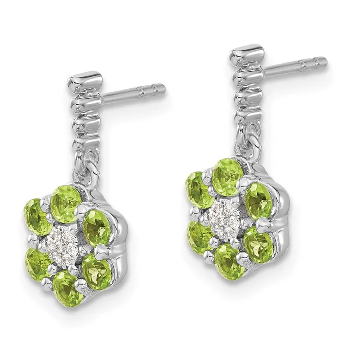 Goldia Earrings Solid 14k White Gold Simulated Peridot and CZ Earrings