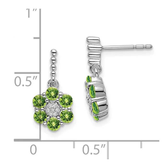 Goldia Earrings Solid 14k White Gold Simulated Peridot and CZ Earrings
