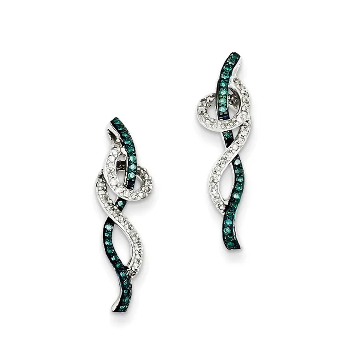 Goldia Earrings Sterling Silver Blue u0026 White Diamond Post Earrings