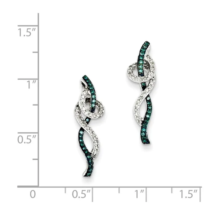 Goldia Earrings Sterling Silver Blue u0026 White Diamond Post Earrings
