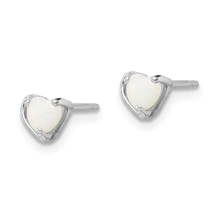 Goldia Earrings Sterling Silver Rhodplated Imitation Opal Heart Post Earrings