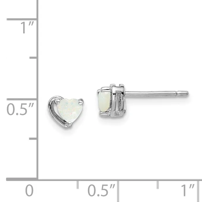 Goldia Earrings Sterling Silver Rhodplated Imitation Opal Heart Post Earrings