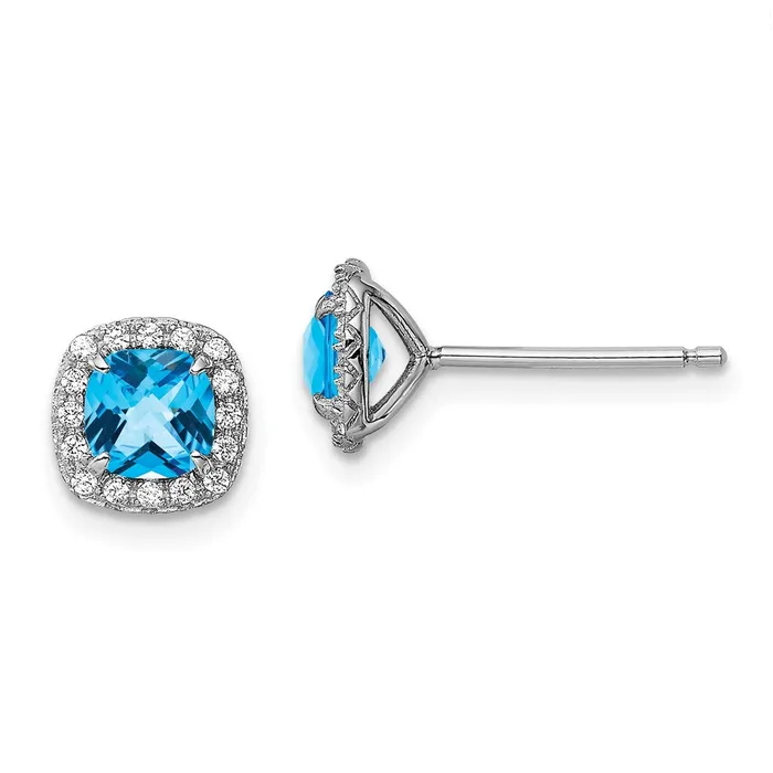 Goldia Earrings Sterling Silver Rhodium plated Blue Topaz and Cr Wht Sapphire Earrings Goldia Earrings Sterling Silver Rhodium plated Blue Topaz and Cr Wht Sapphire Earrings