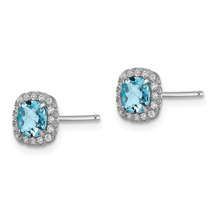 Goldia Earrings Sterling Silver Rhodium plated Blue Topaz and Cr Wht Sapphire Earrings