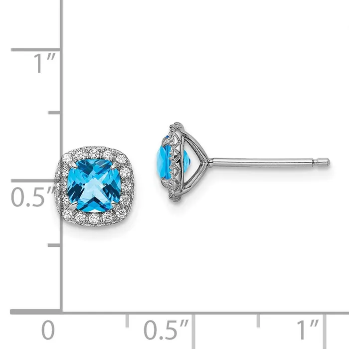Goldia Earrings Sterling Silver Rhodium plated Blue Topaz and Cr Wht Sapphire Earrings