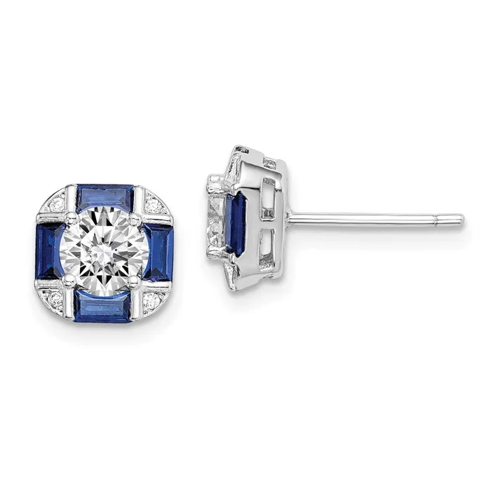 Goldia Earrings Sterling Silver Rhodiumplated CZ and Lab Created Blue Spinel Earrings Goldia Earrings Sterling Silver Rhodiumplated CZ and Lab Created Blue Spinel Earrings
