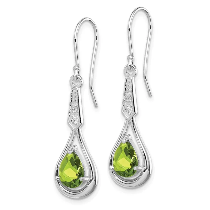 Goldia Earrings Sterling Silver Rhodiumplated CZ and Peridot Dangle Earrings