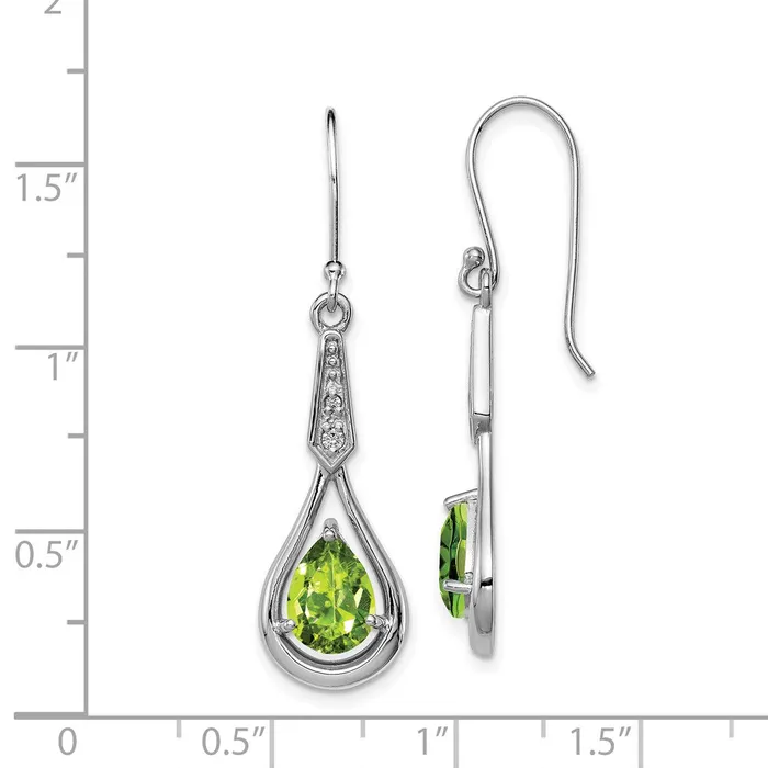 Goldia Earrings Sterling Silver Rhodiumplated CZ and Peridot Dangle Earrings