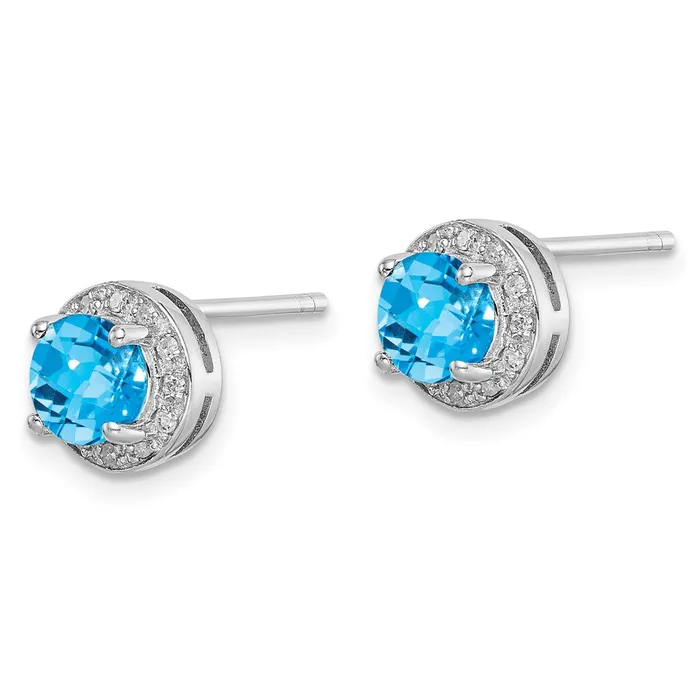 Goldia Earrings Sterling Silver Rhodiumplated Diamond and Blue Topaz Earring