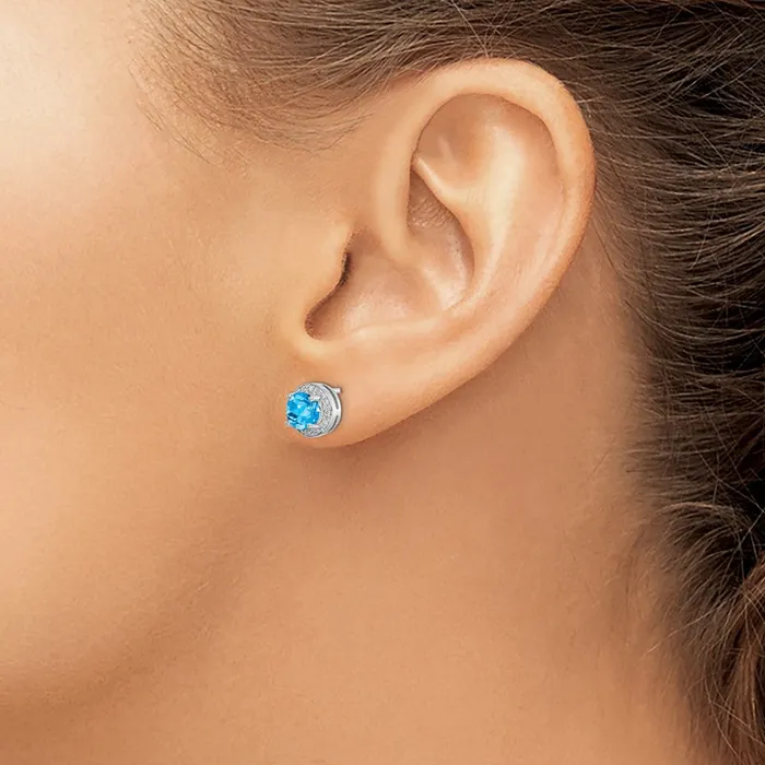 Goldia Earrings Sterling Silver Rhodiumplated Diamond and Blue Topaz Earring