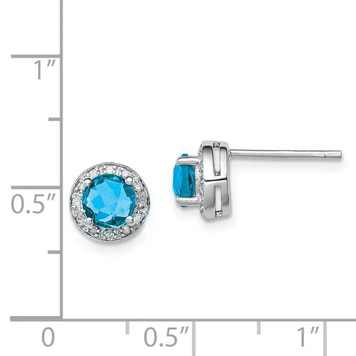 Goldia Earrings Sterling Silver Rhodiumplated Diamond and Blue Topaz Earring
