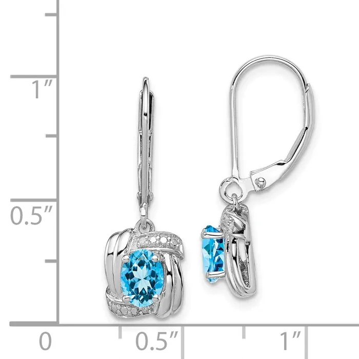 Goldia Earrings Sterling Silver Rhodiumplated Diamond u0026 Light Blue Topaz Earrings