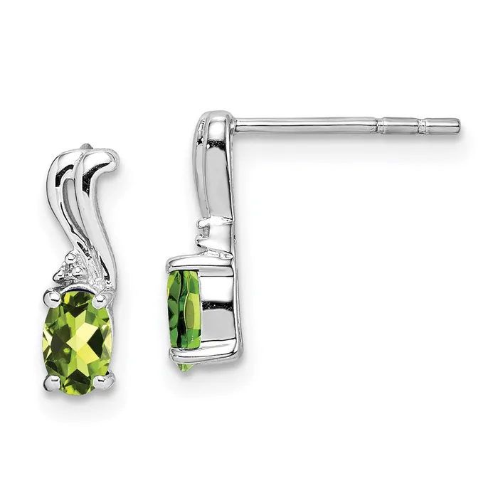 Goldia Earrings Sterling Silver Rhodium Plated Diamond u0026 Peridot Oval Post Earrings Goldia Earrings Sterling Silver Rhodium Plated Diamond u0026 Peridot Oval Post Earrings