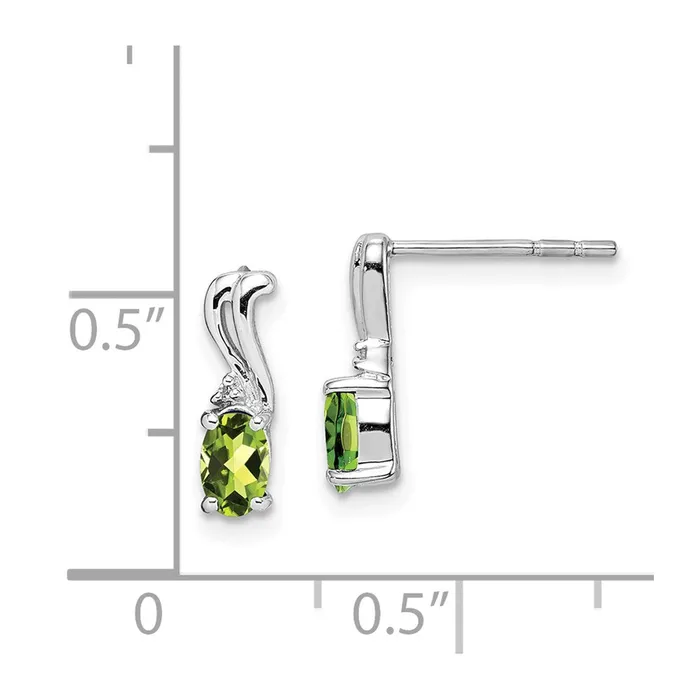 Goldia Earrings Sterling Silver Rhodium Plated Diamond u0026 Peridot Oval Post Earrings