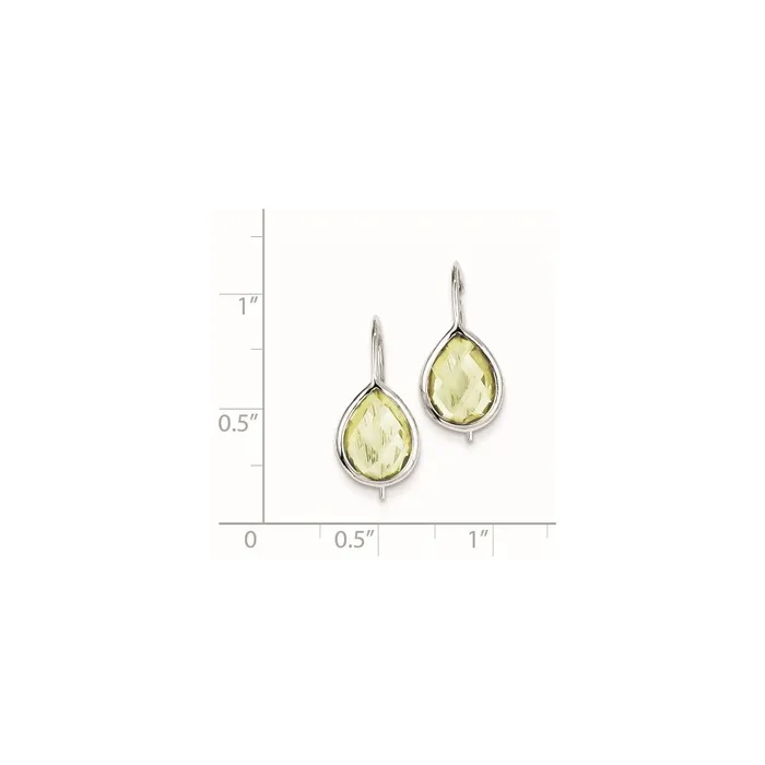 Goldia Earrings Sterling Silver Rhodium Plated Lemon Quartz Teardrop Earrings