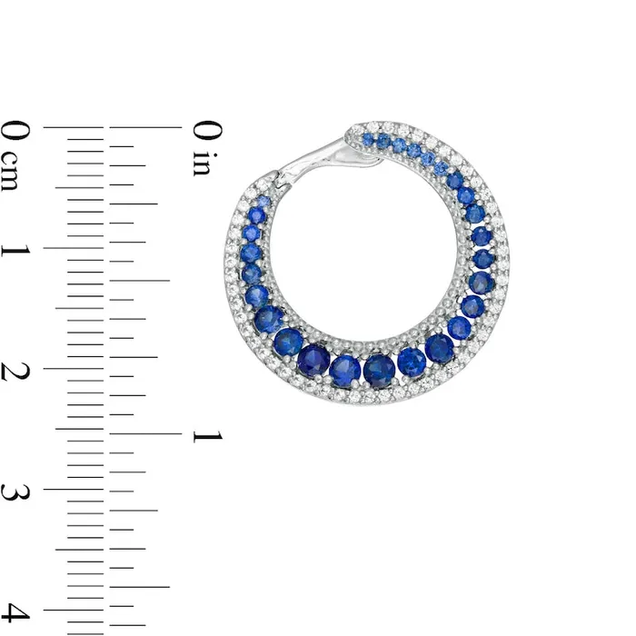 Goldia LabCreated Blue and White Sapphire Graduated Double Row Curved Hoop Earrings in Sterling Silver Earrings Goldia LabCreated Blue and White Sapphire Graduated Double Row Curved Hoop Earrings in Sterling Silver Earrings